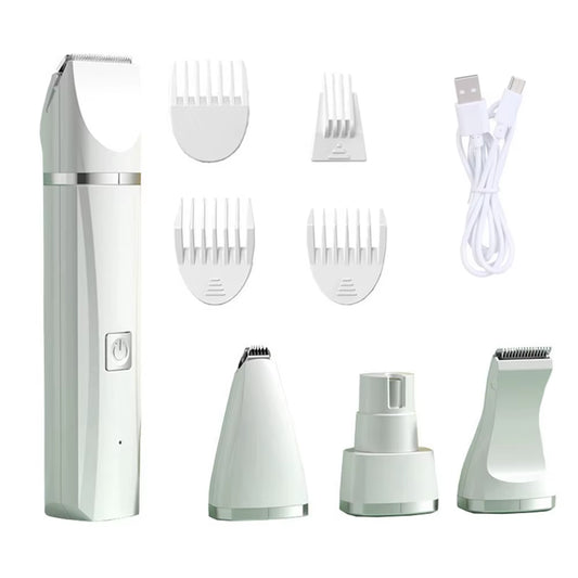 4 in 1 Pet Electric Hair Clipper with 4 Blades Grooming Trimmer Nail Grinder Professional Recharge Haircut for Dogs Cat